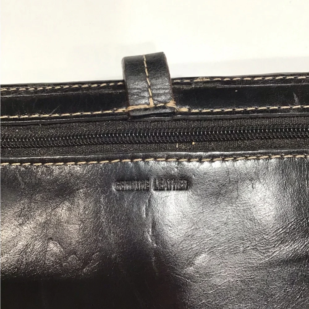 Fossil All LEATHER Black Butterfly Snap Closure Wallet - Picture 6 of 8